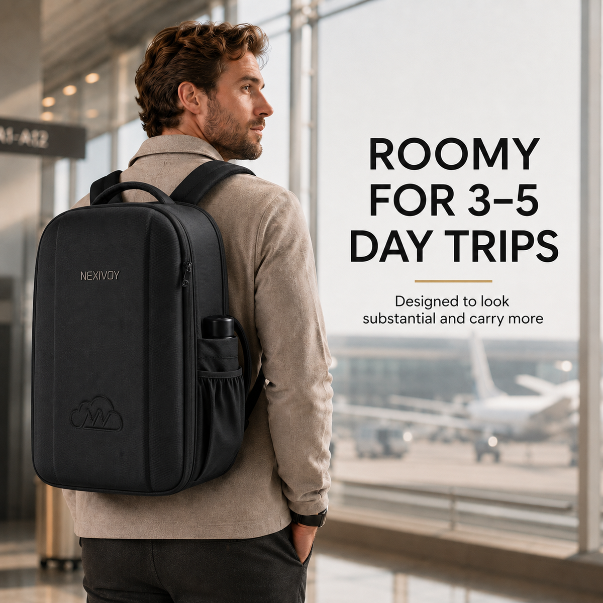 45L Travel Backpack for Men, Airline Approved Carry On Backpack with TSA 180° Laptop Compartment Fits 18.4 Inch Laptop, Expandable Water-Resistant Business Backpack