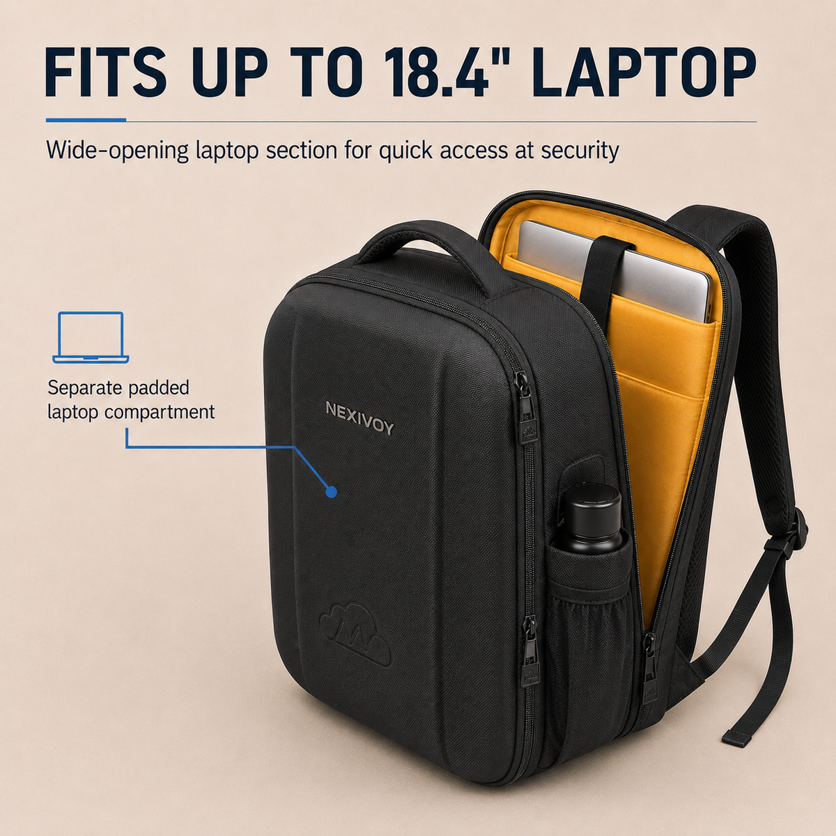 45L Travel Backpack for Men, Airline Approved Carry On Backpack with TSA 180° Laptop Compartment Fits 18.4 Inch Laptop, Expandable Water-Resistant Business Backpack